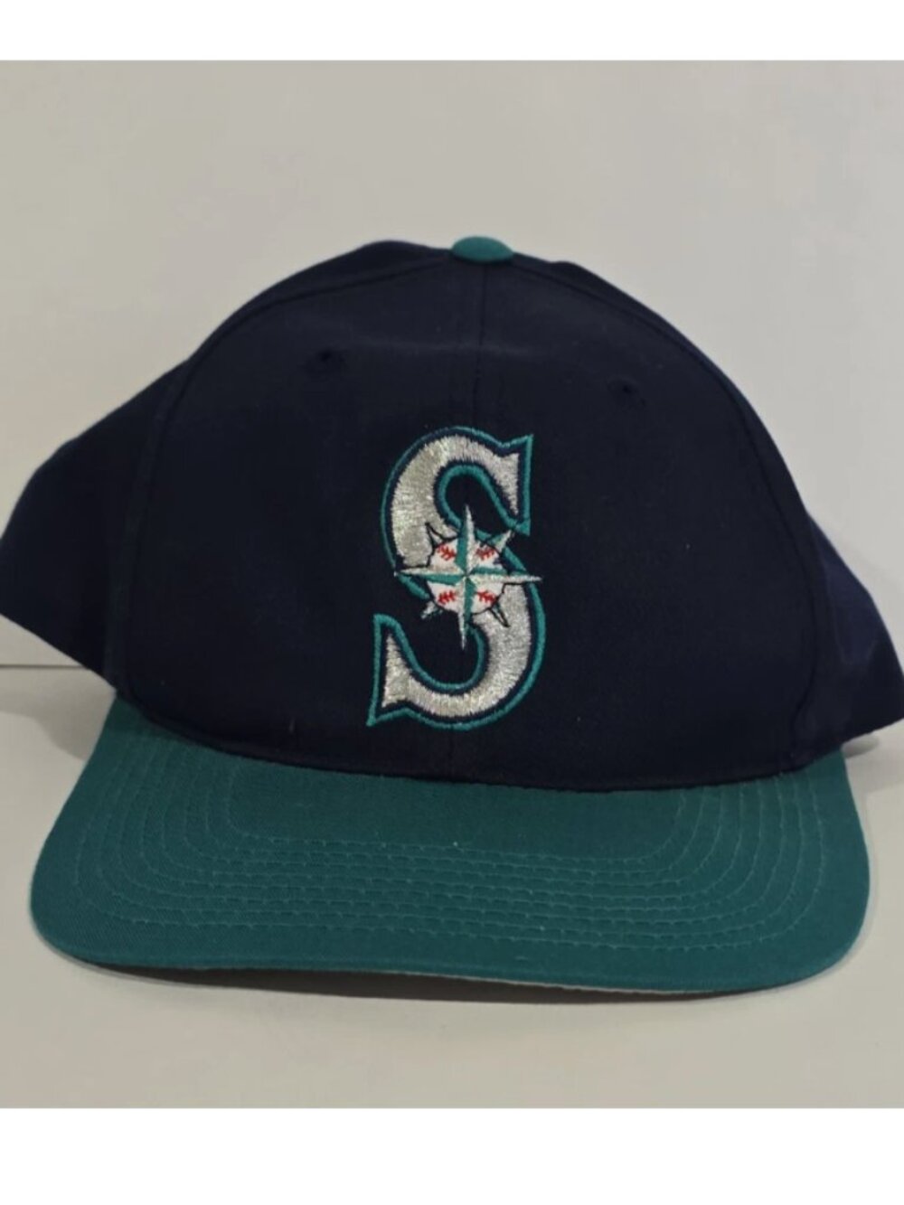 Vintage 90s Seattle Mariners Gross Cap G-Cap Snapback Teal Blue Hat MLB